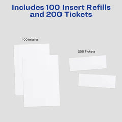 Avery&reg; Vertical Style Name Badge Inserts with Tickets, 6" x 4-1/4", White, 100 Printable Name Tag Inserts (8522)