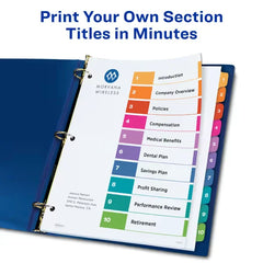 Avery&reg; Ready Index&reg; Extra-Wide Dividers, 10 Tabs Sets, Multicolor Tabs, Works Great with Sheet Protectors (11165)