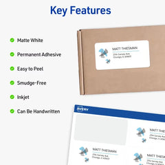 Avery&reg; TrueBlock&reg; Half-Sheet Shipping Labels, 5-1/2" x 8-1/2", White, 50 Blank Mailing Labels (8126)