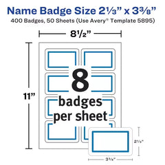 Avery&reg; Flexible Adhesive Name Badges, 2-1/3" x 3-3/8", Blue Border, 400 Removable Name Badges (05895)