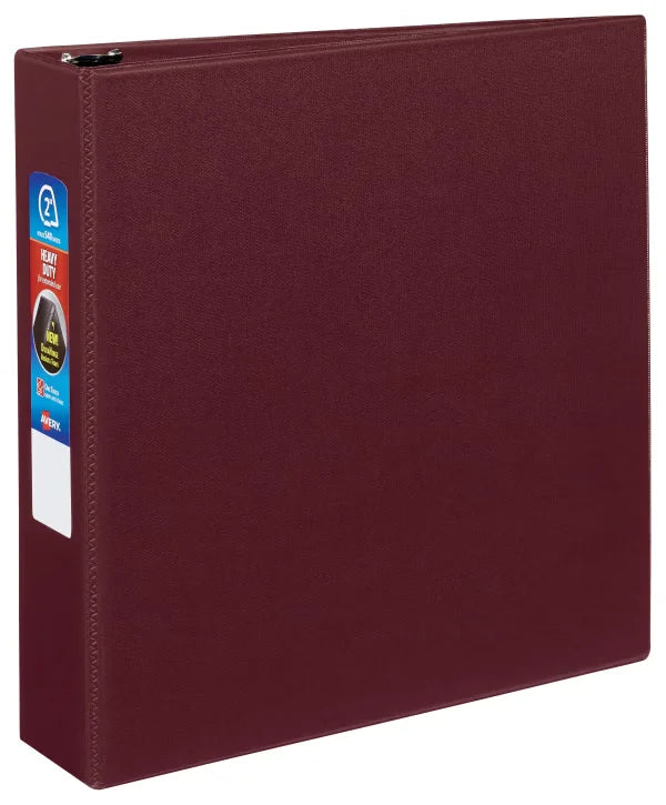 Avery&reg; Heavy-Duty Binder, 2" One-Touch Rings, 540-Sheet Capacity, DuraHinge&trade;, Maroon (79362)