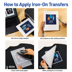 Avery&reg; Fabric Transfers for Dark Fabrics, 8-1/2" x 11", Inkjet Printer Compatible, 5 Matte Sheets (3279)