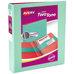 Avery&reg; Two-Tone Durable View 3 Ring Binder, 1.5 Inch Slant Rings, Mint/Coral Binder (17289)