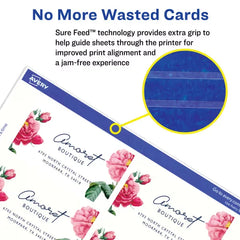 Avery&reg; Printable Business Cards with Sure Feed&trade;, 2" x 3.5", White, 250 Blank Cards for Laser Printers (5371)