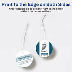 Avery&reg; Round Tags with Sure Feed&reg; Technology, 2" Diameter, Matte White, 120 Round Tags with Strings, Print-to-the-Edge, Laser/Inkjet Printable Tags (80512)