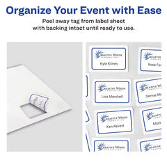 Avery&reg; Flexible Adhesive Name Badges, 2-1/3" x 3-3/8", Blue Border, 400 Removable Name Badges (05895)