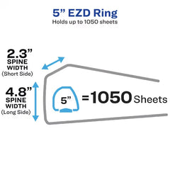 Avery&reg; Heavy-Duty 3 Ring Binder with Label Holder, 5" One Touch EZD&reg; Rings, 2.3/4.8" Spine, 1 Black Binder (79996)