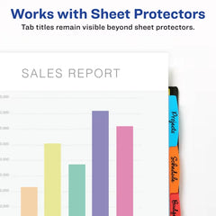 Avery&reg; Durable Plastic 5-Tab Write & Erase Dividers with Pockets, Multi Brights, Works With Sheet Protectors (16102)
