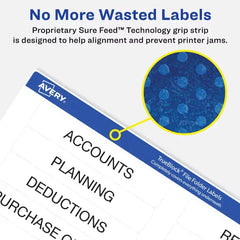 Avery&reg; File Folder Labels with TrueBlock&reg; Technology, Permanent Adhesive, 2/3" x 3-7/16", Laser/Inkjet, 150 Labels (08593)