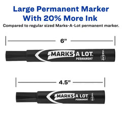 Avery&reg; Marks A Lot&reg; Permanent Markers, Large Desk-Style Size, Chisel Tip, 12 Black Markers (98028)