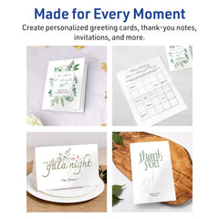 Avery&reg; Half-Fold Greeting Cards with Envelopes, 5-1/2" x 8-1/2", Matte White, Inkjet Printers, 20 Total (3265)