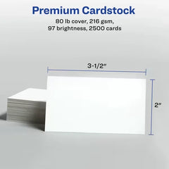 Avery&reg; Printable Business Cards with Sure Feed&trade;, 2" x 3.5", White, 2,500 Blank Cards for Laser Printers (5911)