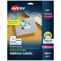 Avery&reg; Print-to-the-Edge Address Labels with Sure Feed&reg;, 1-1/4" x 2-3/8", Matte White, 450 Labels (6871)