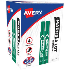 Avery&reg; Marks A Lot&reg; Permanent Markers, Large Desk-Style Size, Chisel Tip, 36 Green Markers Total (98241)