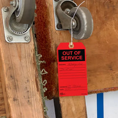 Pack of Tags, Service Tags, Preprinted Red Out of Service Hang Tags, Pre-Strung Card Stock, 25ct, 3" x 5-3/4" (62429)