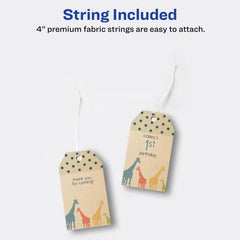 Avery&reg;  Kraft Brown Banner Tags with Sure Feed&reg;  Technology, 2" x 3.5", Laser/Inkjet, 64 Tags with Strings (80516)
