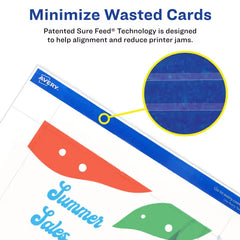 Avery&reg; Postcards with Sure Feed&reg; Technology, 4" x 6", White, 100 Blank Postcards for Laser Printers (5389)