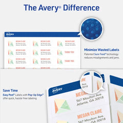 Avery&reg; Easy Peel&reg; Address Labels with Sure Feed&reg;, 1" x 2-5/8", White, 300 Blank Mailing Labels (18160)