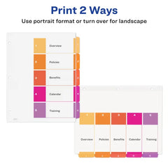 Avery&reg; Ready Index&reg; Dividers, 5 Tab Sets, Customizable Table of Contents, Multicolor Tabs, 3 Sets (11070)