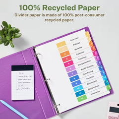 Avery&reg; EcoFriendly Recycled Dividers, 12-Tab, Multicolor, Ready Index&reg; Customizable Table of Contents, 3 Sets (11083)