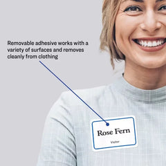 Avery&reg; Flexible Adhesive Name Badge Labels, 2-1/3" x 3-3/8", Blue Border, 40 Removable Name Badges (05151)