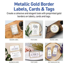 Avery&reg; Tent Cards with Metallic Gold Border, 2" x 3-1/2", White, 80 Printable Place Cards (3328)