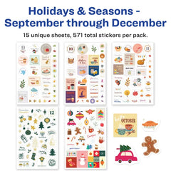 Avery&reg; Holidays and Seasons Planner Sticker Pack, 15 Sheets, 571 Total (6776)