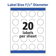 Avery&reg; High Visibility Round Labels with Sure Feed&trade; for Inkjet Printers, 400 1-1/2" Round Labels (8293)