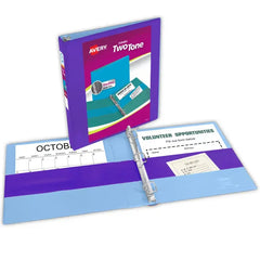Avery&reg; Two-Tone Durable View 3 Ring Binder, 1 Inch Slant Rings, Violet/Soft Blue Binder (17131)