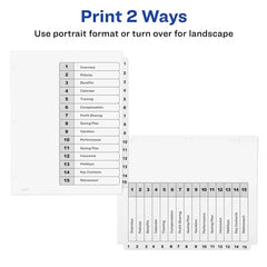 Avery&reg; Ready Index&reg; Dividers for 3 Ring Binders, 15 Tab Sets, Customizable Table of Contents, White Tabs, 3 Sets (11079)