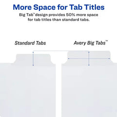Big Tab&trade; Write & Erase Paper Dividers with Gold Reinforcement, 8-Tab Set, White, 6 Sets (21213)