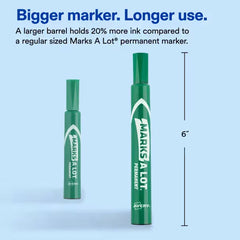 Avery&reg; Marks A Lot&reg; Permanent Markers, Large Desk-Style Size, Chisel Tip, 36 Green Markers Total (98241)