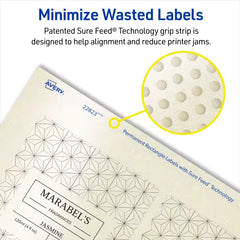 Avery&reg; Rectangle Labels with Sure Feed&reg; Technology, 3" x 3-3/4", Pearlized Ivory, Laser & Inkjet Printer Compatible, 48 Labels Total (22823)