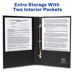 1" Legal-Size Durable 3 Ring Binders, Round Rings, 8-1/2" x 14", 175-Sheet Capacity, Black, 2 Pack (17709)