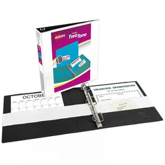 Avery&reg; Two-Tone Durable View 3 Ring Binder, 1.5 Inch Slant Rings, White/Black Binder (17287)