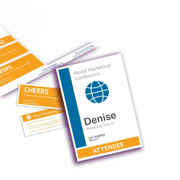 Avery&reg; Vertical Style Name Badge Inserts with Tickets, 6" x 4-1/4", White, 100 Printable Name Tag Inserts (8522)