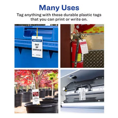 Avery&reg; UltraDuty&trade; Printable Plastic Hang Tags, 5-1/2" x 2-53/64", White Blank Tags, 50lb Pull-Strength, 60ct (62400)