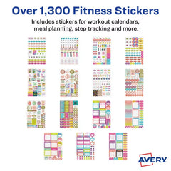 Avery&reg; Fitness Planner Stickers Variety Pack, 30 Sticker Sheets, 1,362 Stickers Total (6787)