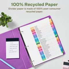 Avery&reg; EcoFriendly Recycled Dividers, 31-Tab, Multicolor, Ready Index&reg; Customizable Table of Contents, 1 Set (11084)