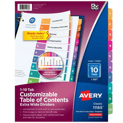 Avery&reg; Ready Index&reg; Extra-Wide Dividers, 10 Tabs Sets, Multicolor Tabs, Works Great with Sheet Protectors (11165)