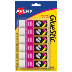 Avery(R) Glue Stick, White, 0.26 oz., Washable, 6 Permanent Glue Sticks (98095)