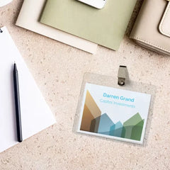 Avery&reg; Name Badges with Clips, 3" x 4", Clear Name Tag Holders with White Inserts, 100 Clip Style Name Badges (74541)