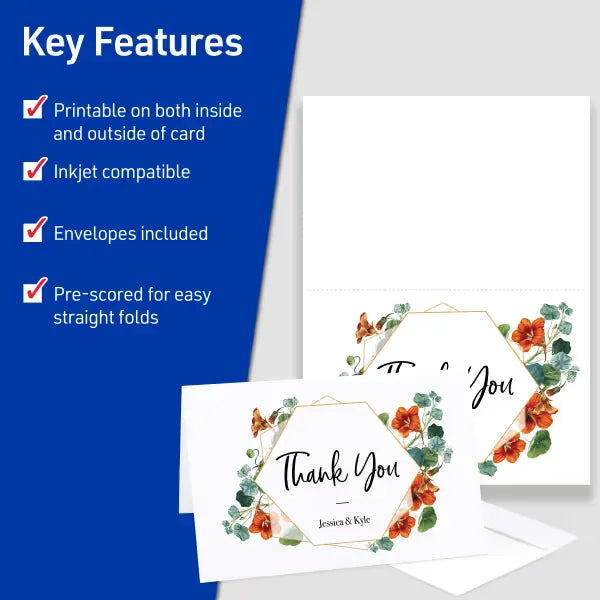 Avery&reg; Half-Fold Greeting Cards with Envelopes, 5-1/2" x 8-1/2", Matte White, Inkjet Printers, 20 Total (3265)